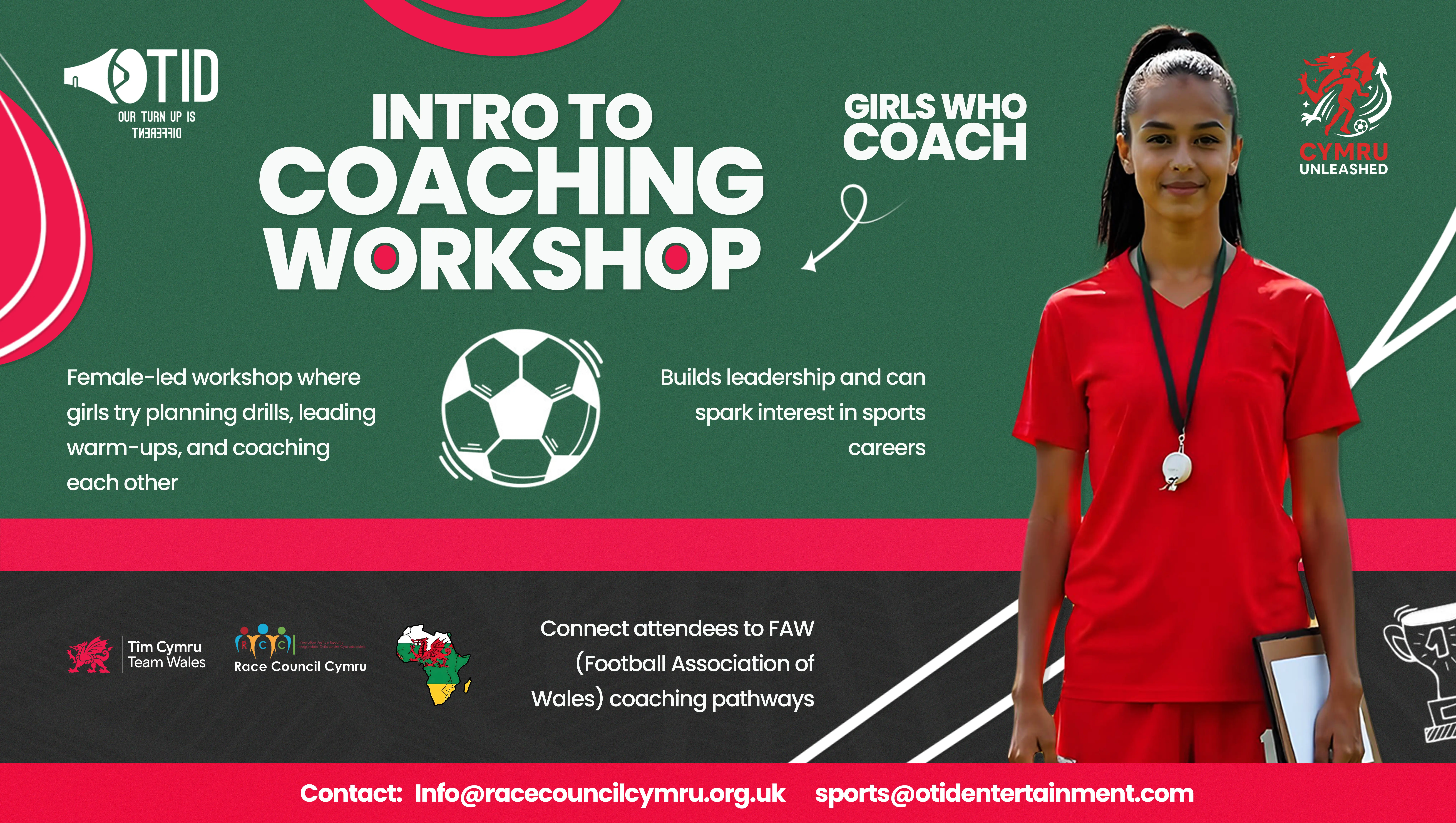 Young girls participating in a football skills workshop at Butetown Community Centre